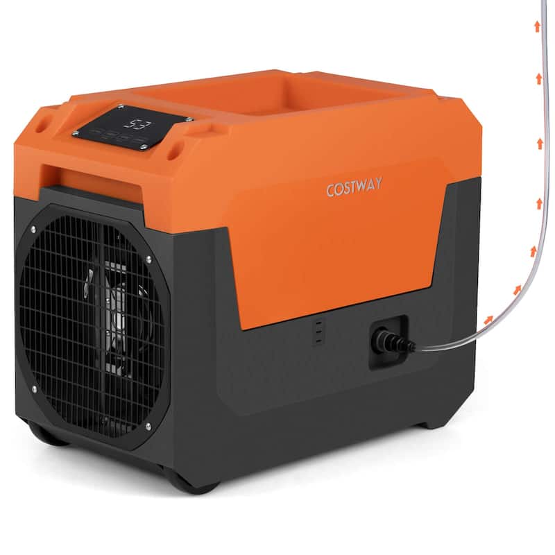 Costway 140 Pints Commercial Dehumidifier with Pump, Drain Hose for - See Details - Orange