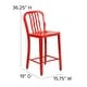 preview thumbnail 59 of 116, 2 Pack 24'' High Metal Indoor-Outdoor Counter Height Stool w/ Vertical Slat Back
