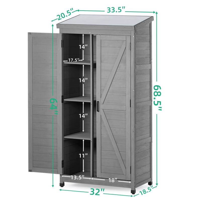 Outdoor Storage Cabinet and Metal Top,Garden Storage Shed