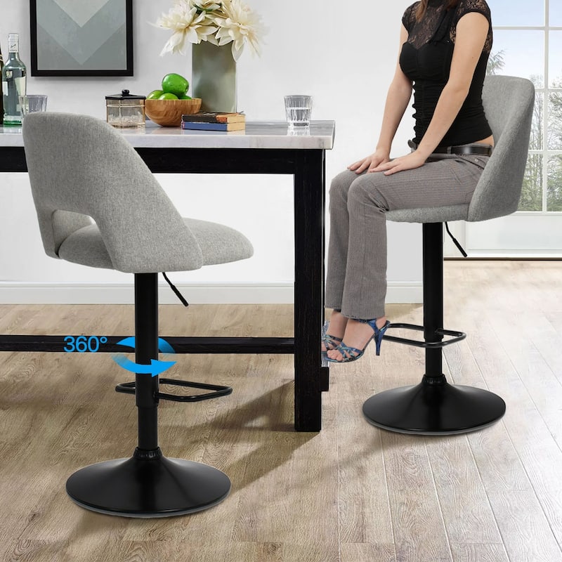 17.7" Bigger Base Vinyl Adjustable Height Swivel Bar Stool, Set of 2 - 32"x17"x17"