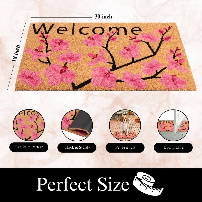 A1HC Natural Coco Coir Door Mat with Heavy Duty Non-Slip PVC Backing 18" x 30"