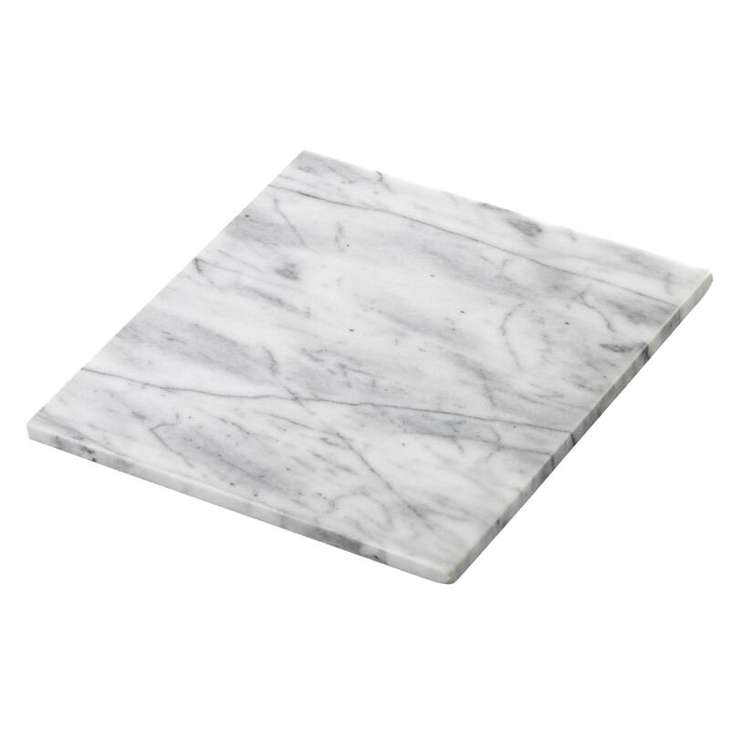 Creative Home Natural Marble 12" x 12" Square Cheese Board, Serving Platter, Baking Pastry Board, Off-White (pattern may vary) - White