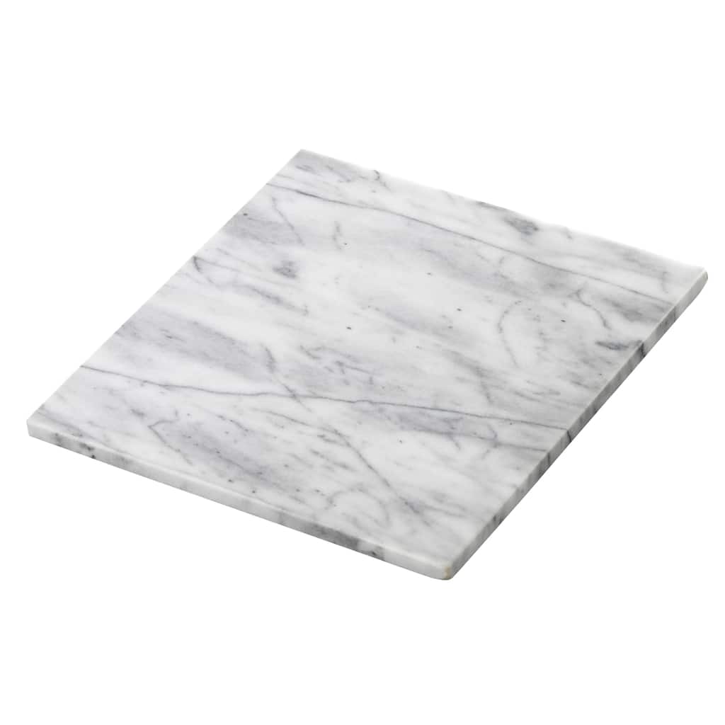 Creative Home Natural Marble 12" x 12" Square Cheese Board, Serving Platter, Baking Pastry Board, Off-White (pattern may vary)