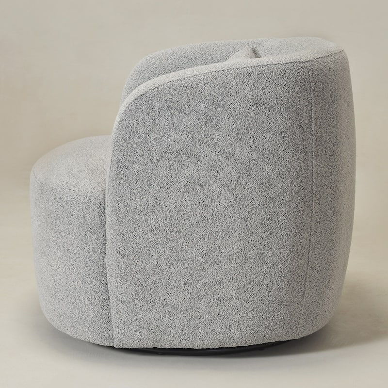 KINWELL 34" Sherpa Swivel Accent Chair Boucle Upholstered Armchair