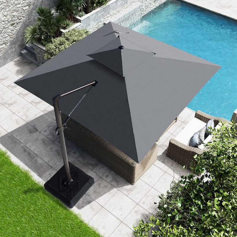 VredHom 11 Ft Patio Cantilever Offset Umbrella with Double Top