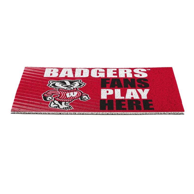 28 in. x 16 in. University of Wisconsin-Madison "Fans Play Here" PVC Door Mat