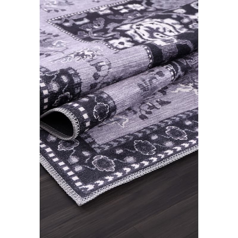 Machine Washable Indoor Rug Floral Pattern Stain Free for Indoor Living Room Bedroom Office Area Rug