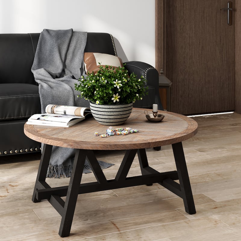 COZAYH Rustic Farmhouse End Table, French Country Accent Coffee Table for Family, Small Spaces - CoffeeTable - GeometricLeg