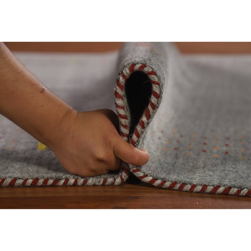 Hand Knotted Oriental 100% Wool Carpet Tribal Tribal Greys & Charcoal Gabbeh Area Rug - 7' 10'' X 5' 1''