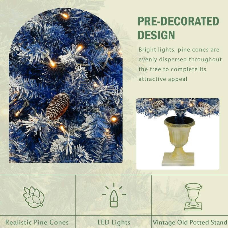 Pre-lit Xmas Tree Artificial Christmas 4-Piece Set in Blue