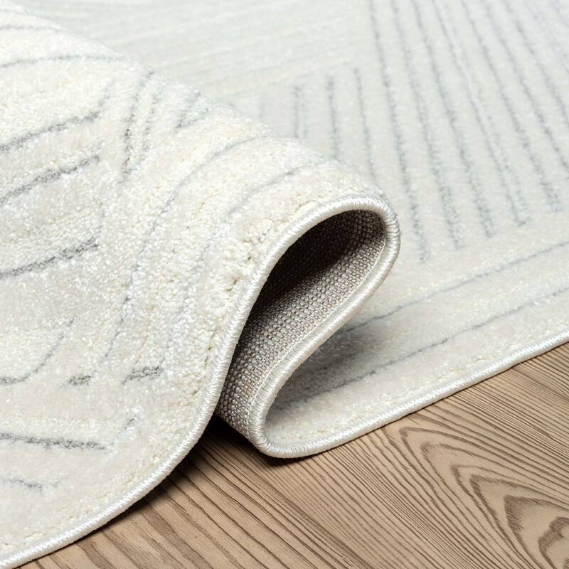 Abani Cozy COZ130A Modern Cream Grey Criss Cross Intertwined Lines Area Rug