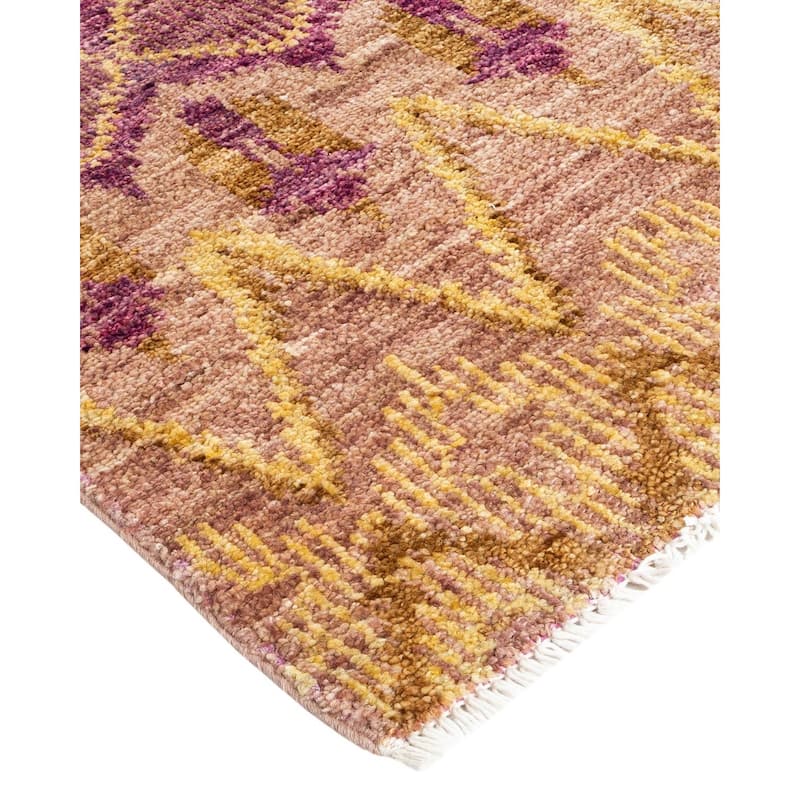 Overton Hand Knotted Wool Vintage Inspired Modern Contemporary Modern Purple Area Rug - 5' 0" x 11' 10"