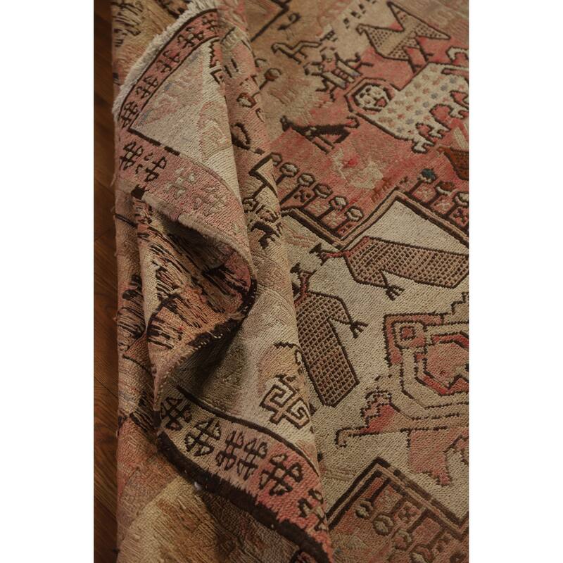 Hand Woven Oriental 100% Wool Carpet Traditional Tribal Pink Sumak Runner Rug - 10' 2'' X 3' 9''