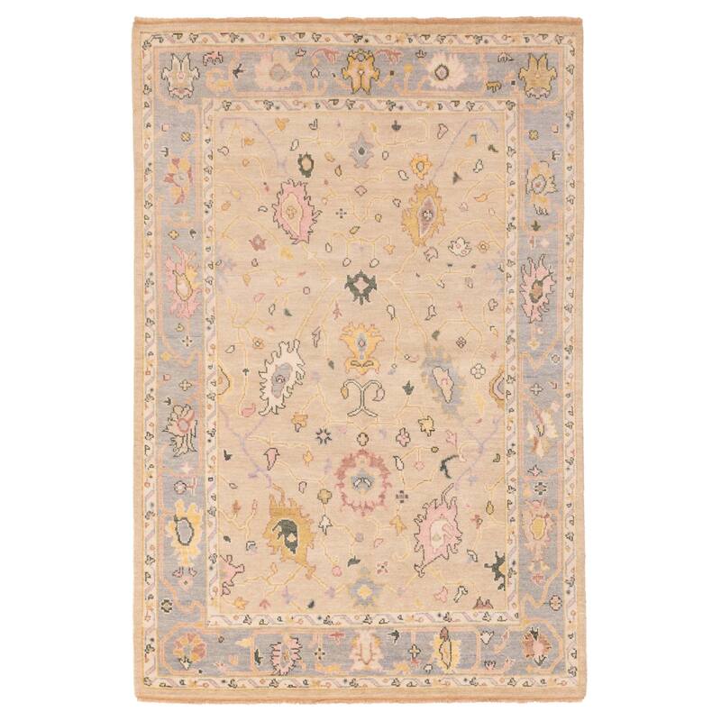 ECARPETGALLERY Hand-knotted Modern Oushak Light Khaki Wool Rug - 5'11 x 8'9