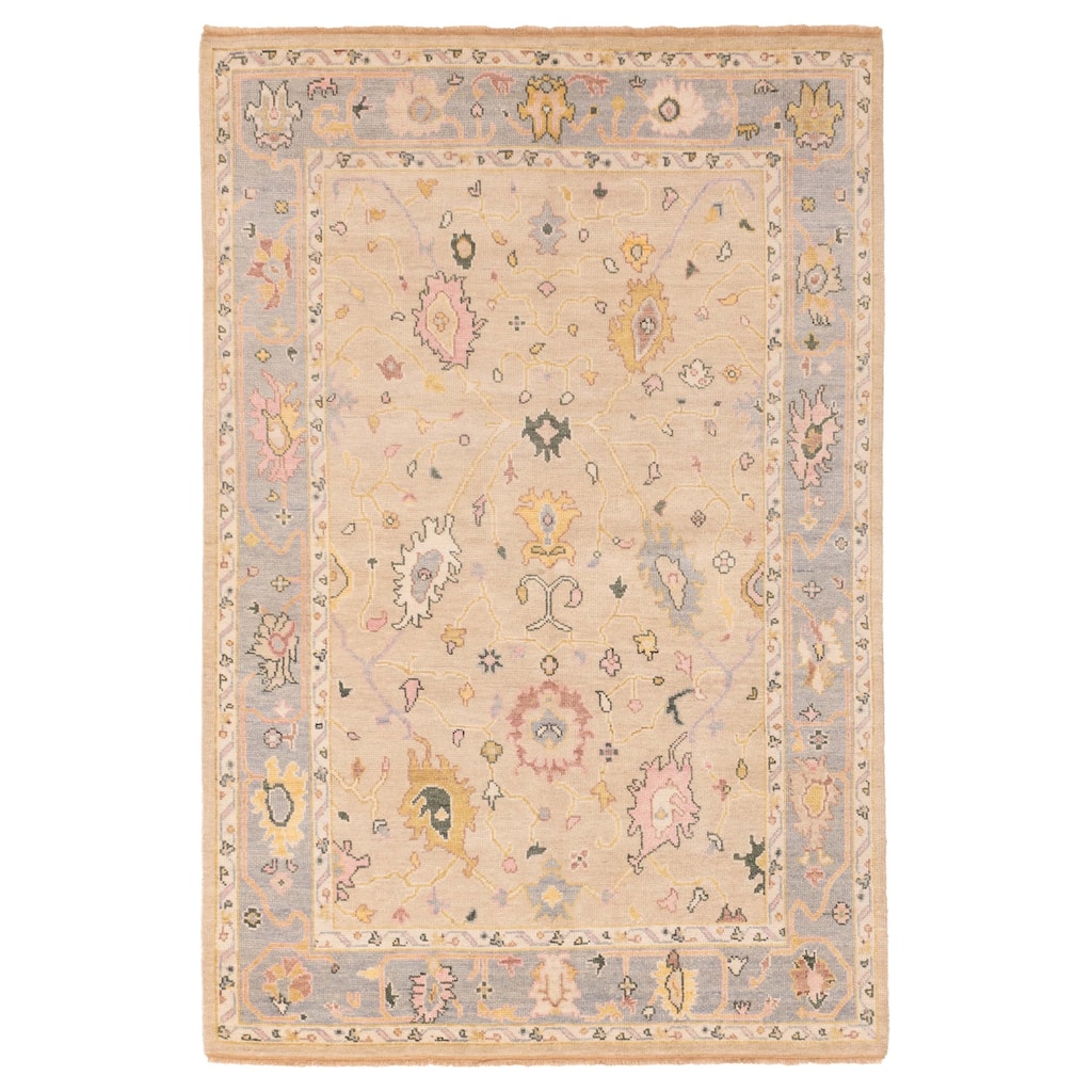 ECARPETGALLERY Hand-knotted Modern Oushak Light Khaki Wool Rug - 5'11 x 8'9