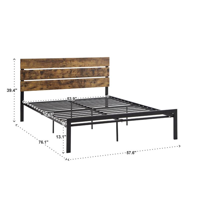 Aabira Metal Platform Bed with Wood Finish Panels by iNSPIRE Q Modern