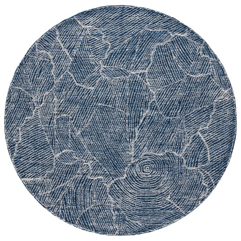 SAFAVIEH Handmade Metro Rozsika French Country Wool Rug - 6' Round - Navy/Ivory