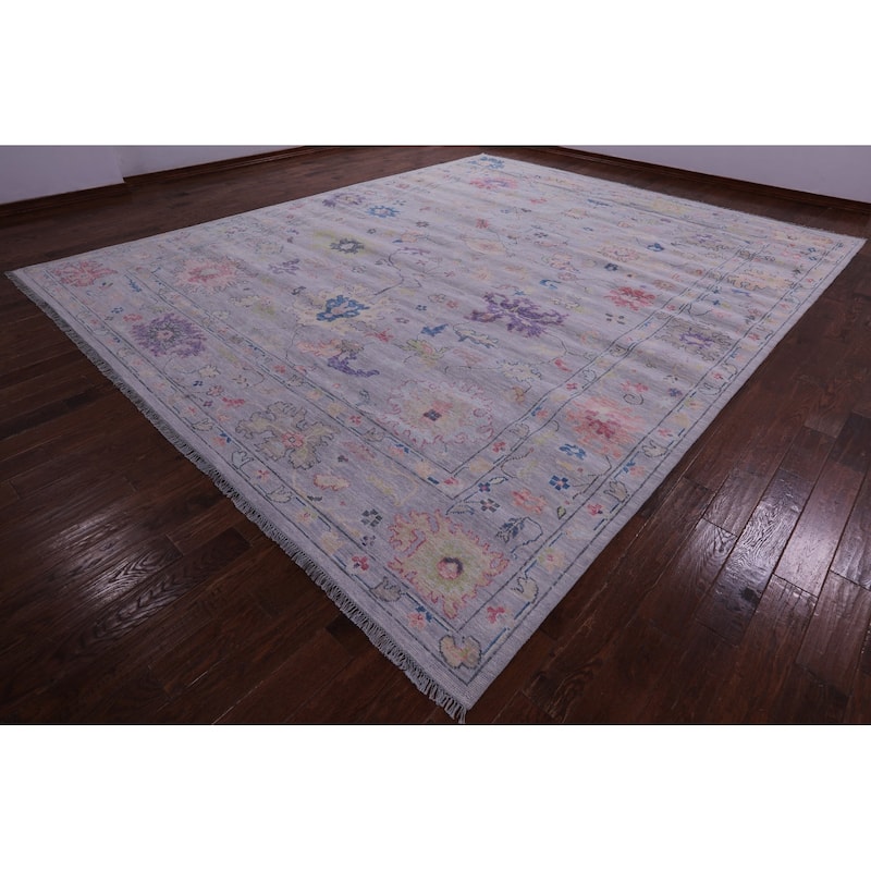 Golden Nile Silver Turkish Oushak Hand Knotted Wool Rug - 12' 0" X 15' 0"