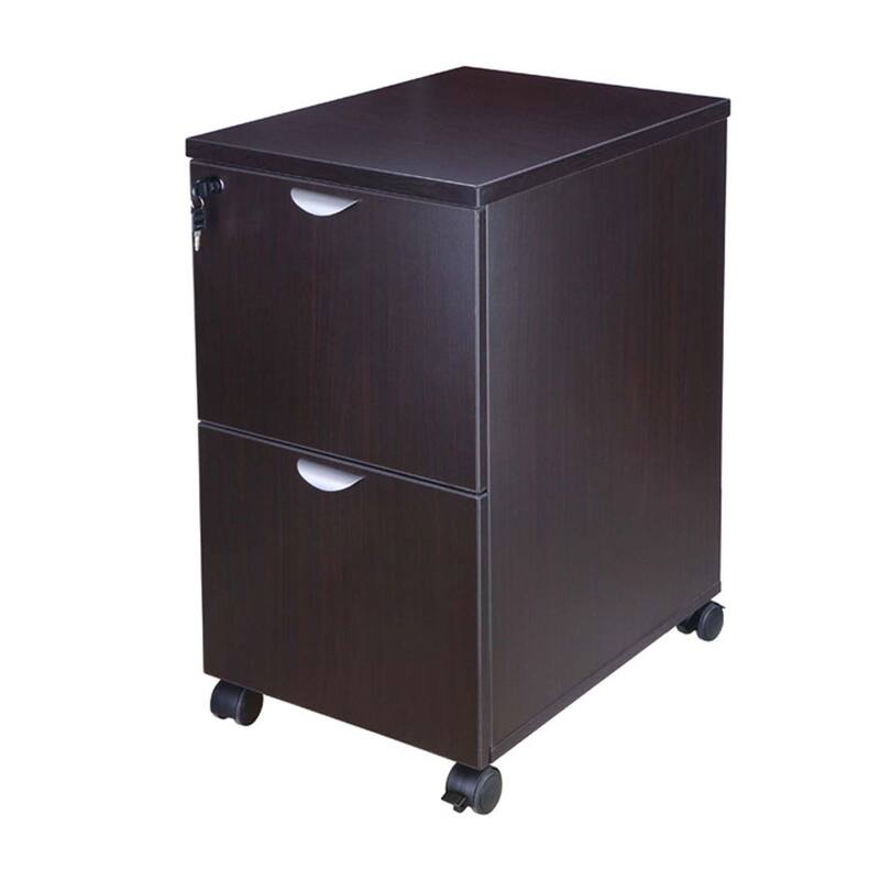 Kery 2 Drawer Mobile Pedestal File Cabinet with Lock, Mocha Brown