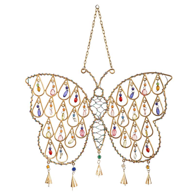 20" x 23" Butterfly Wind Chime with Glass Beads
