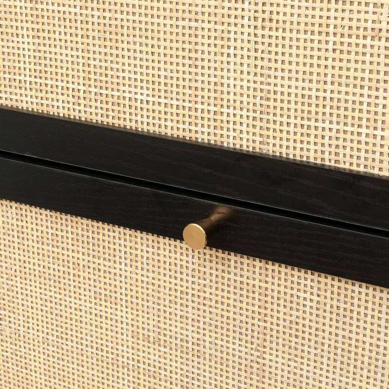 Freestanding Modern Shoe Rack Storage with 3 Natural Rattan Door