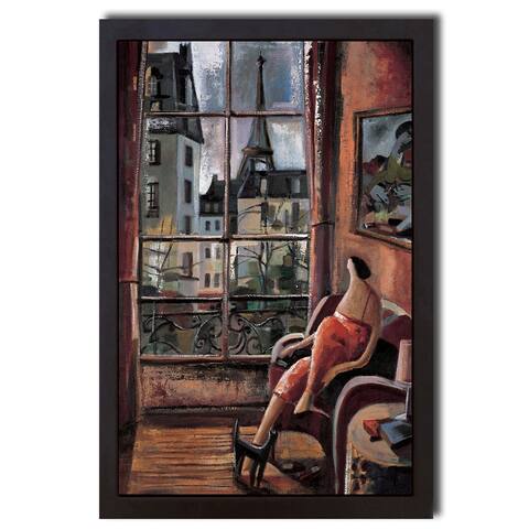 La Vie en Rose (Life in Pink) by Lourenco Black Floater Framed Canvas Art (26 in x 18 in)