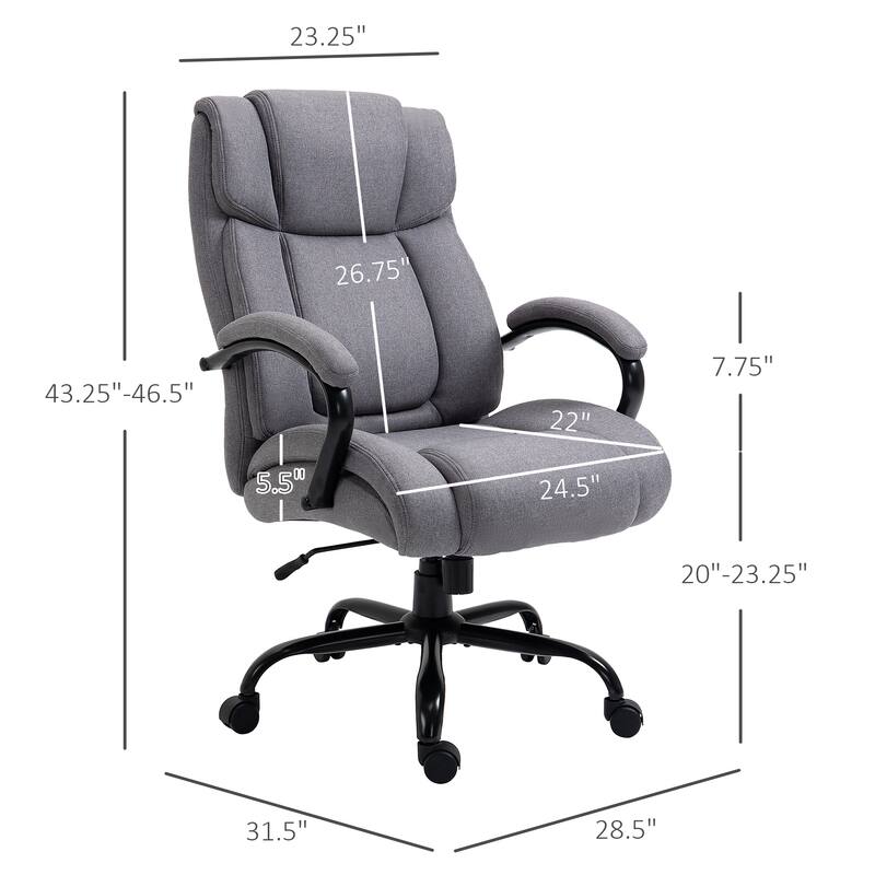 Vinsetto Big and Tall Executive Office Chair High Back Computer Desk Chair Ergonomic Swivel Chair with Linen Fabric