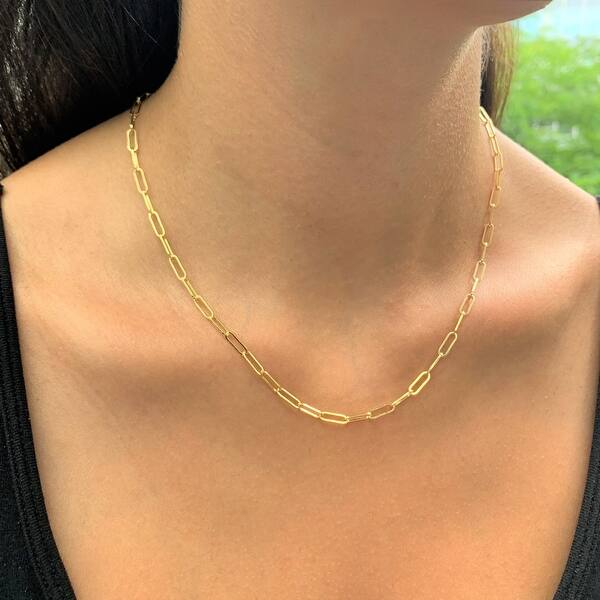 14k Paperclip Link Chain For Her Necklaces