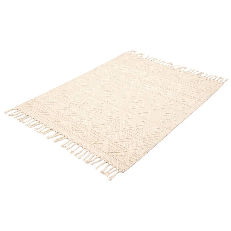ECARPETGALLERY Braid weave Sienna Cream Wool Rug - 5'0 x 6'10