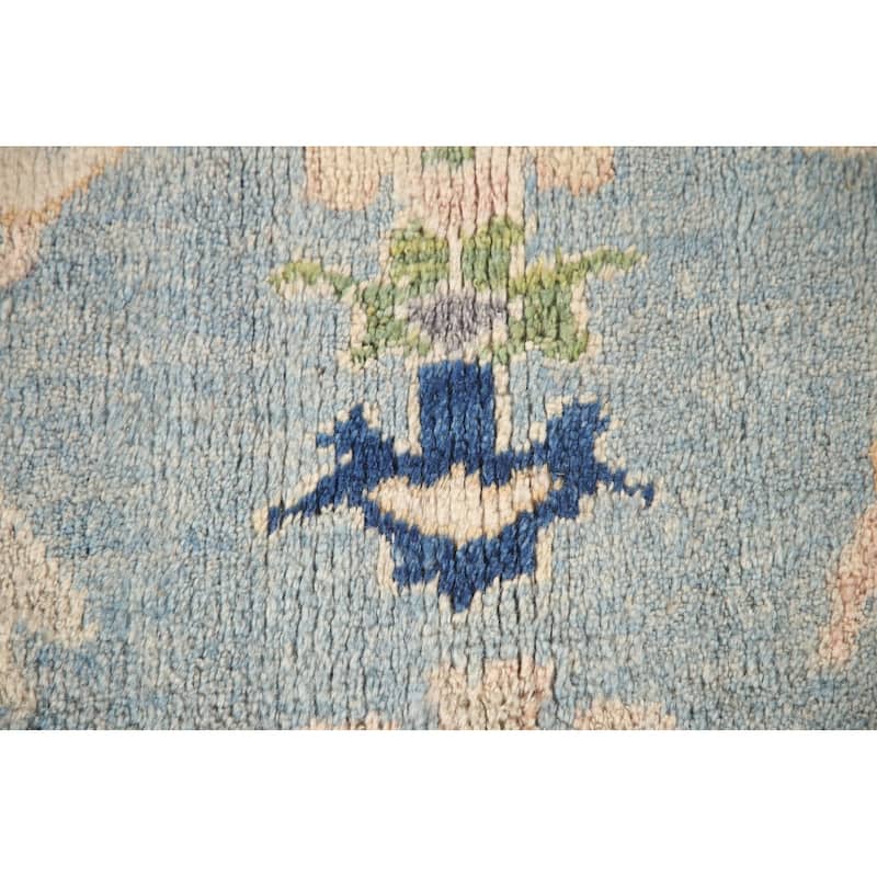 Blue Oushak Turkish Area Rug Hand-knotted Wool Carpet - 6'5"x 9'1"