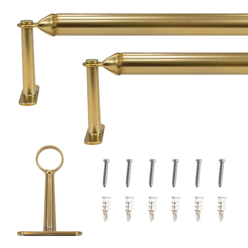 7/8" dia. Decorative Screw Curtain Rod_Brass - 48"-84"
