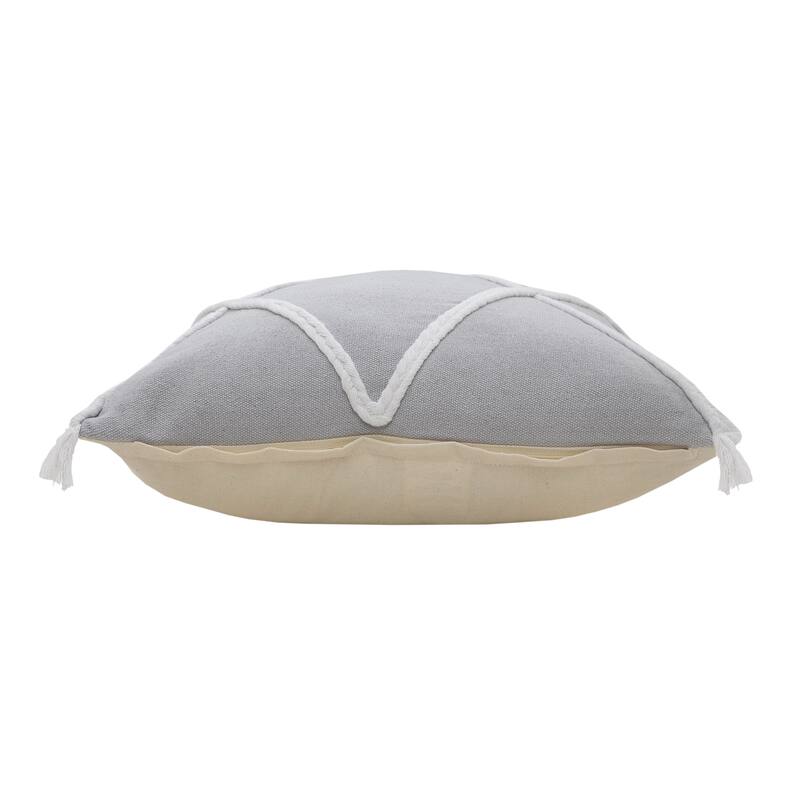 Sevita Coastal Geometric Braided and Tasseled Throw Pillow