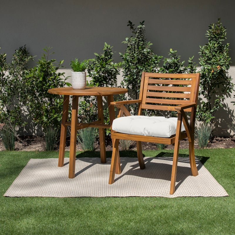Sorra Home Sunbrella Tufted Chair Cushion Round U-Shaped Back 19 x 19 x 3" - 16 in x 16 in x 3 in - Canvas Natural