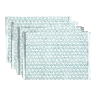 over&back Hand-Blocked 100% Cotton Placemats - Machine Washable - Set of 4