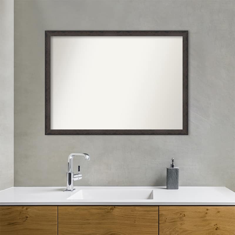 Dappled Narrow Non-Beveled Wood Framed Bathroom Vanity Wall Mirror