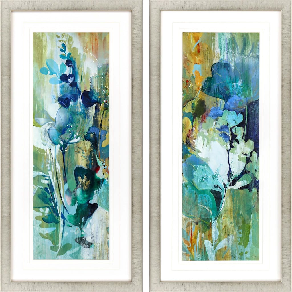 Botanical Illusion S/2 Framed Art Giclee Under Glass - Blue