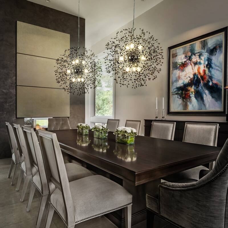 Black or Gold Modern Glam Starburst Firework Crystal Chandelier