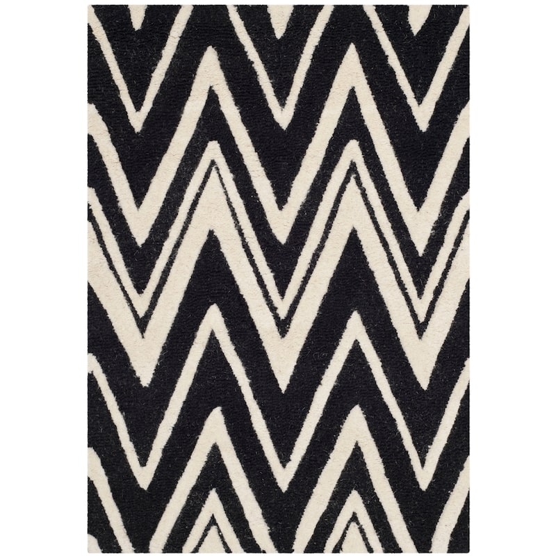 SAFAVIEH Handmade Cambridge Fumiko Modern Moroccan Wool Rug - 2' x 3' - Black/Ivory