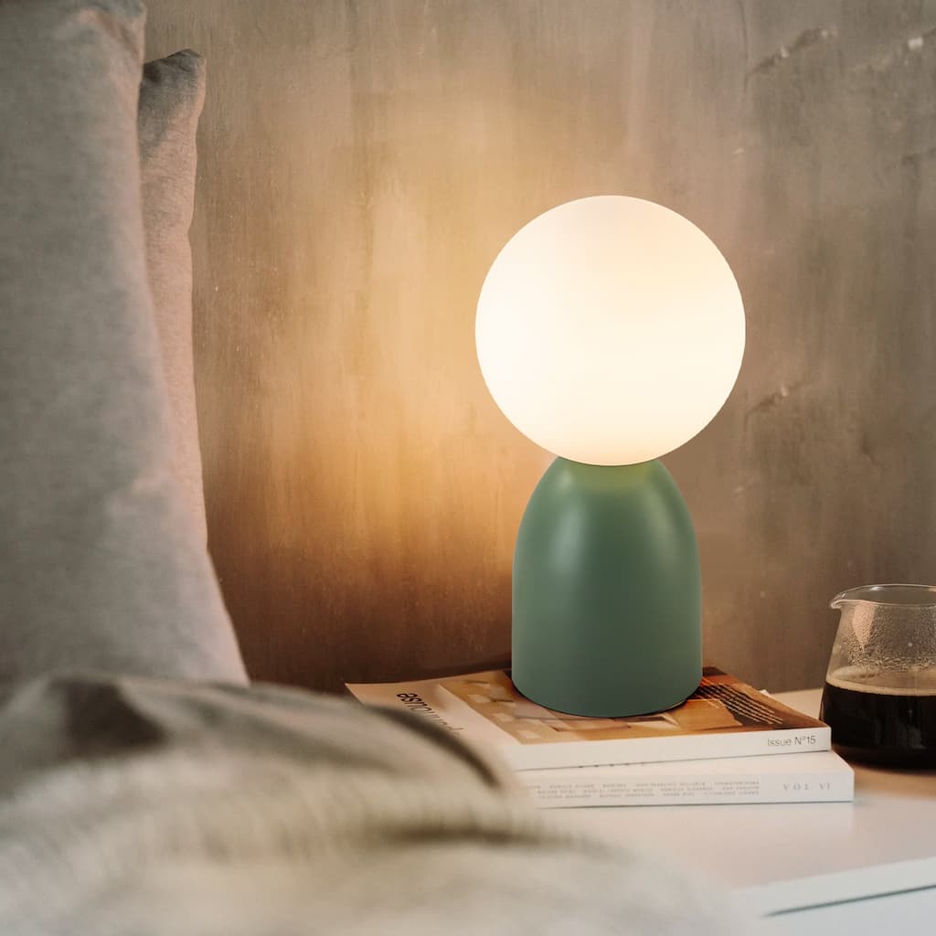 Modern & Contemporary 1-Light Green Accent Table Lamp with Glass Shape