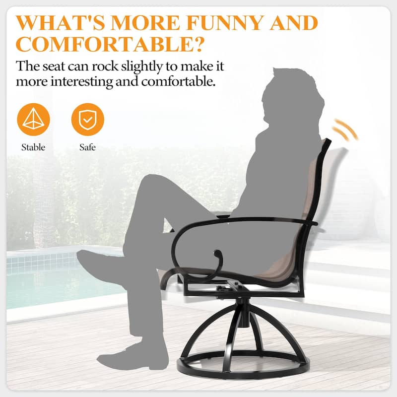 Outdoor Patio Swivel Dining Chairs with Sunbrella Textilene Mesh Fabric
