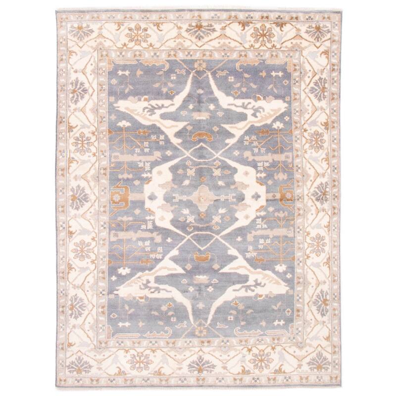 ECARPETGALLERY Hand-knotted Royal Oushak Dark Grey Wool Rug - 9'0 x 12'0