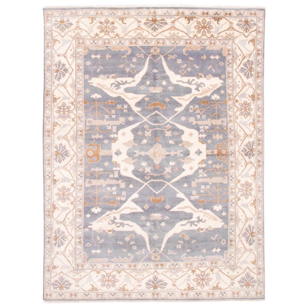 ECARPETGALLERY Hand-knotted Royal Oushak Dark Grey Wool Rug - 9'0 x 12'0