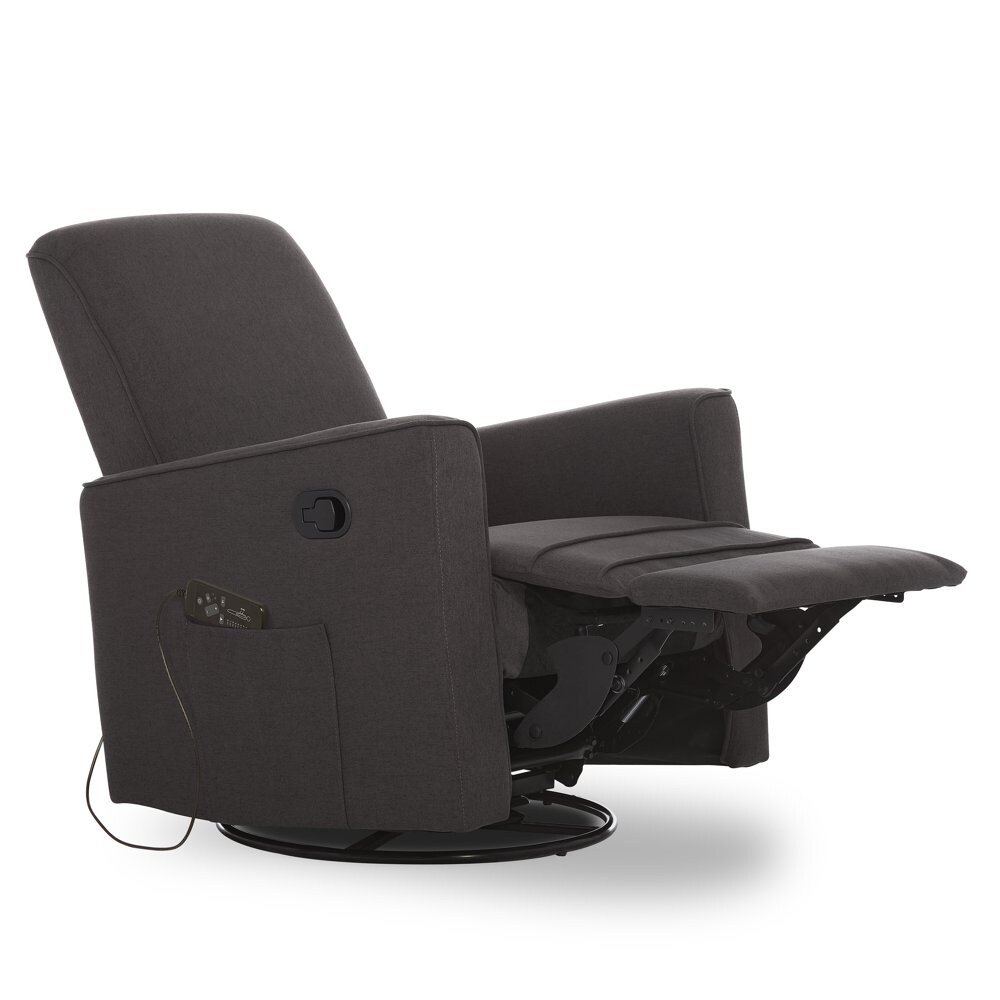 Upholstered Plush Seating Swivel Glider Recliner Charcoal