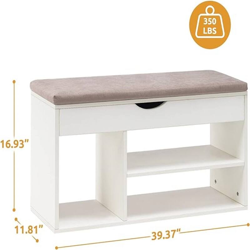 Shoe Storage Bench with Cover 2-Tier 39 Inches - 11.81"D x 39.4"W x 17"H