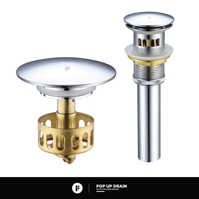 Fine Fixtures Modern Single Hole Bathroom Sink Faucet with Pop-up Drain and Strainer Basket
