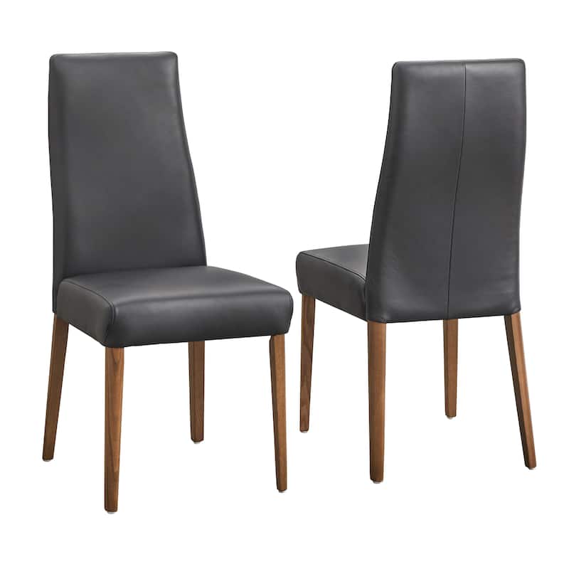 Lifestorey Ross Leather Dining Chairs (Set of 2) - Black - Set of 2