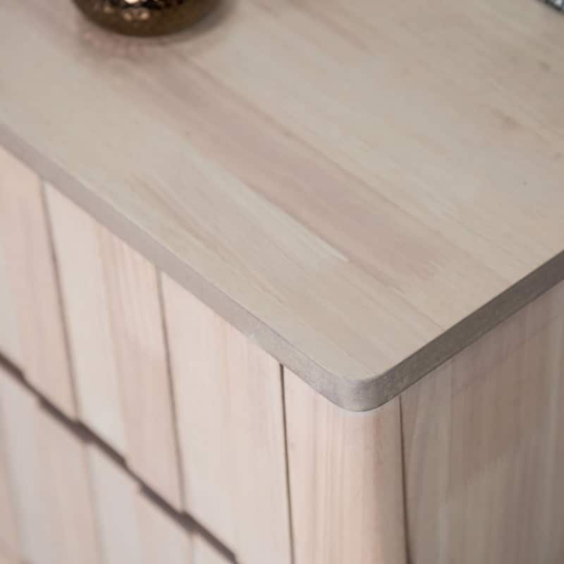 Furniture of America Seren Mid-Century Modern Off-White Solid Wood 5-Drawer Storage Chest