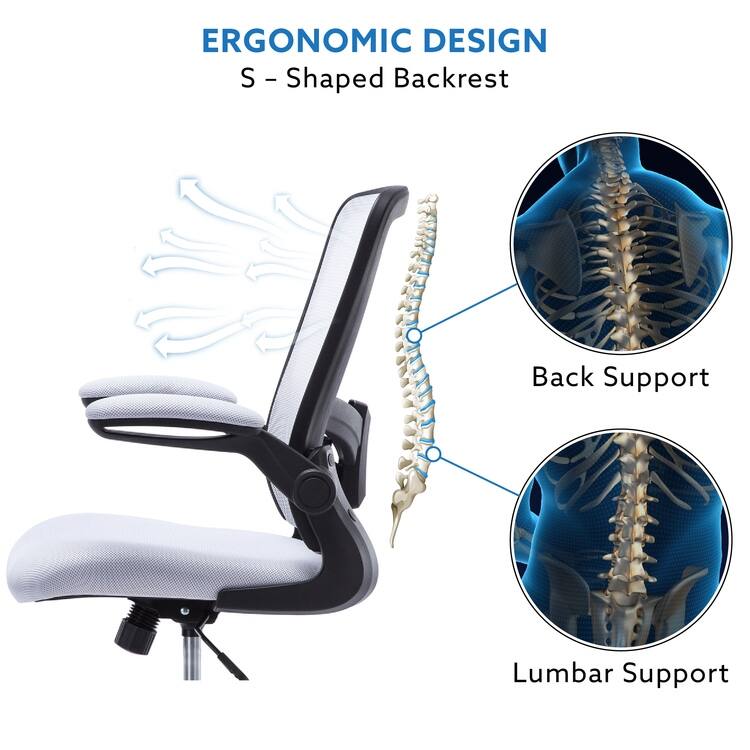 Serena Ergonomic Mesh Drafting Chair - Adjustable, Breathable Mesh, Lumbar Support, Ergonomic and Height Adjustable Flip-Top