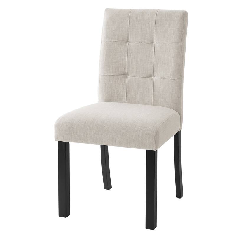 Roomfitters 4-Piece Modern Tufted Dining Chairs, Linen Upholstered Accent Chairs with High Back, Solid Wood Legs
