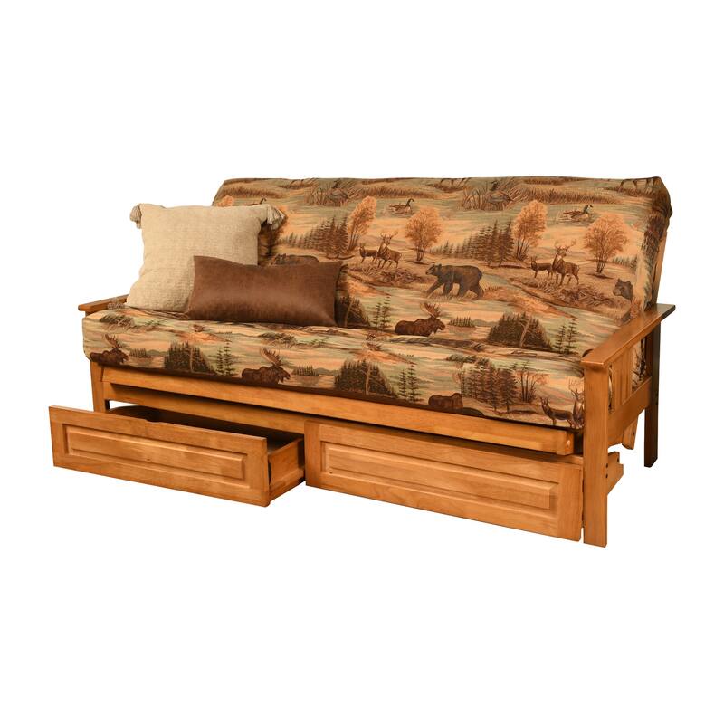 Somette Monterey Sofa in Butternut Finish with Storage and Removable Printed Mattress Cover - Canadian